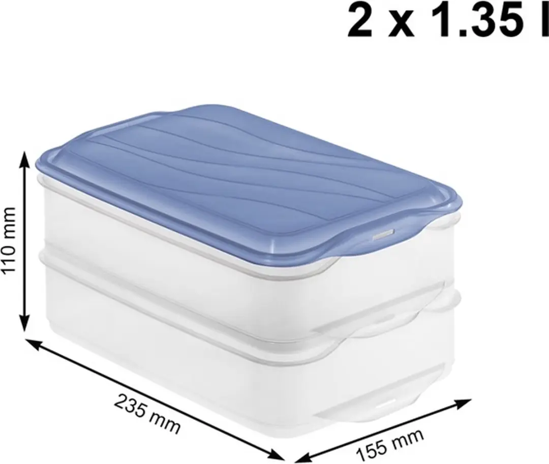 Rotho Rondo Vleeswarendoos 2x1,35L - Horizon Blauw/Transparant
