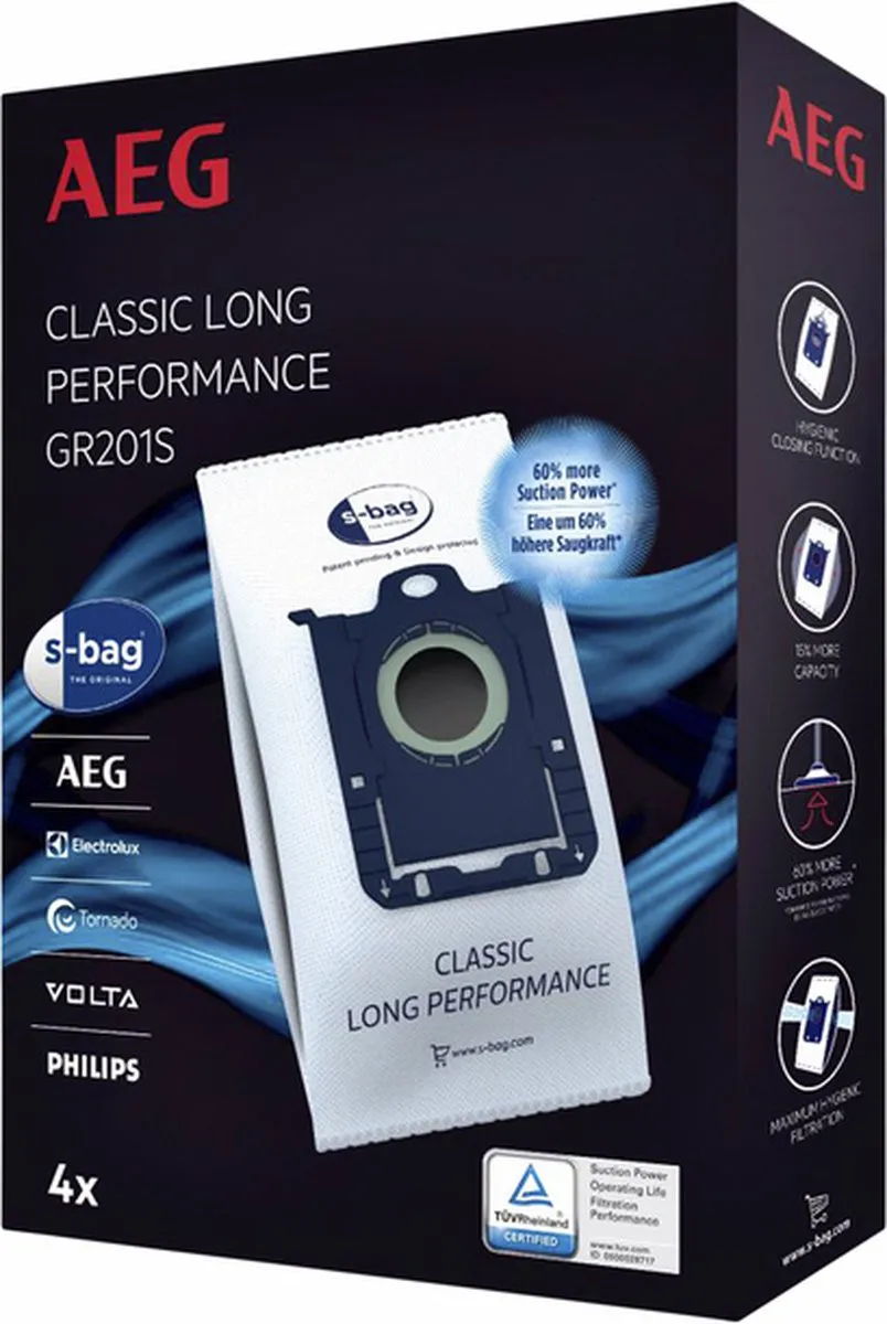 AEG S-Bag GR201S Stofzuigerzakken - 4 Stuks