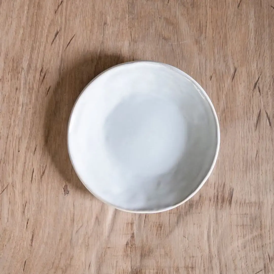 Dutch Rose Organic Borden - Plat Ø17cm - Handgemaakt Stoneware - Wit