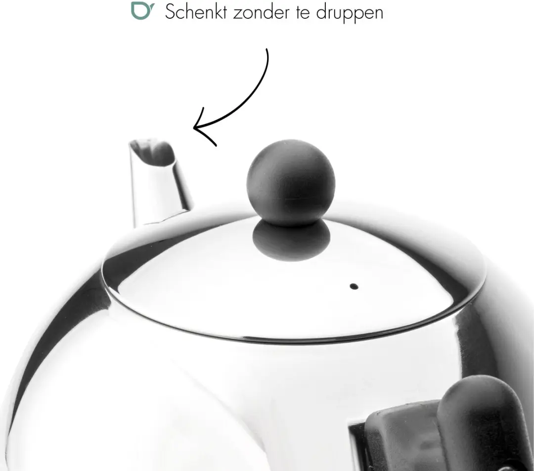 Bredemeijer Theepot Dubbelwandig Bella Ronde 1,2L - RVS Zwart