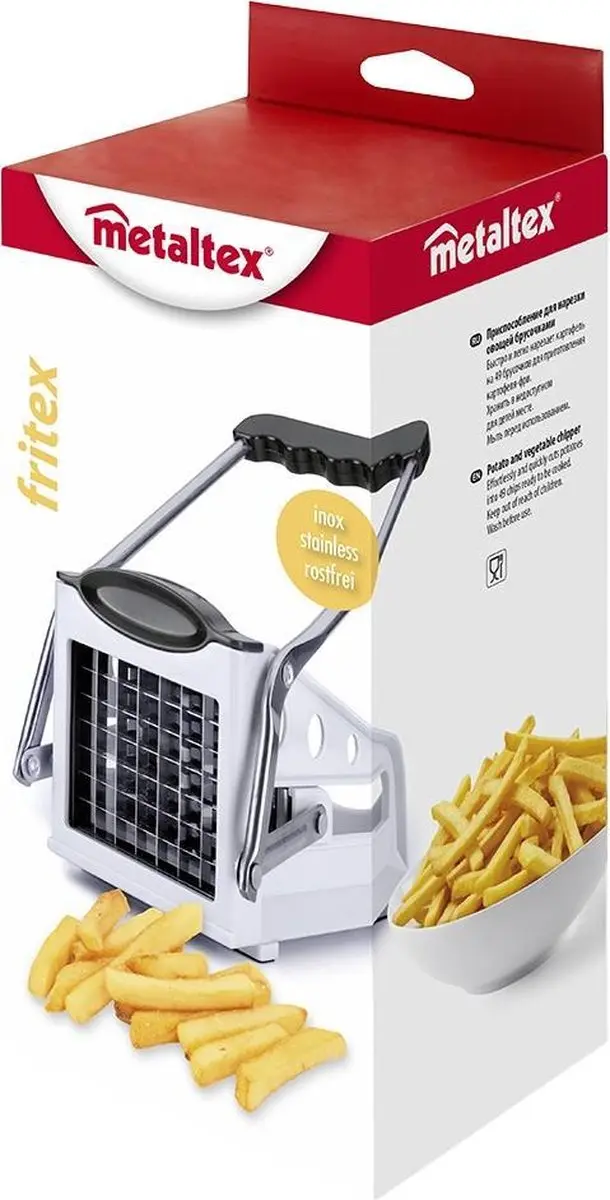Metaltex Coupe-frites Inox Handmatig Snijmachine - Zwart/Zilver/Wit