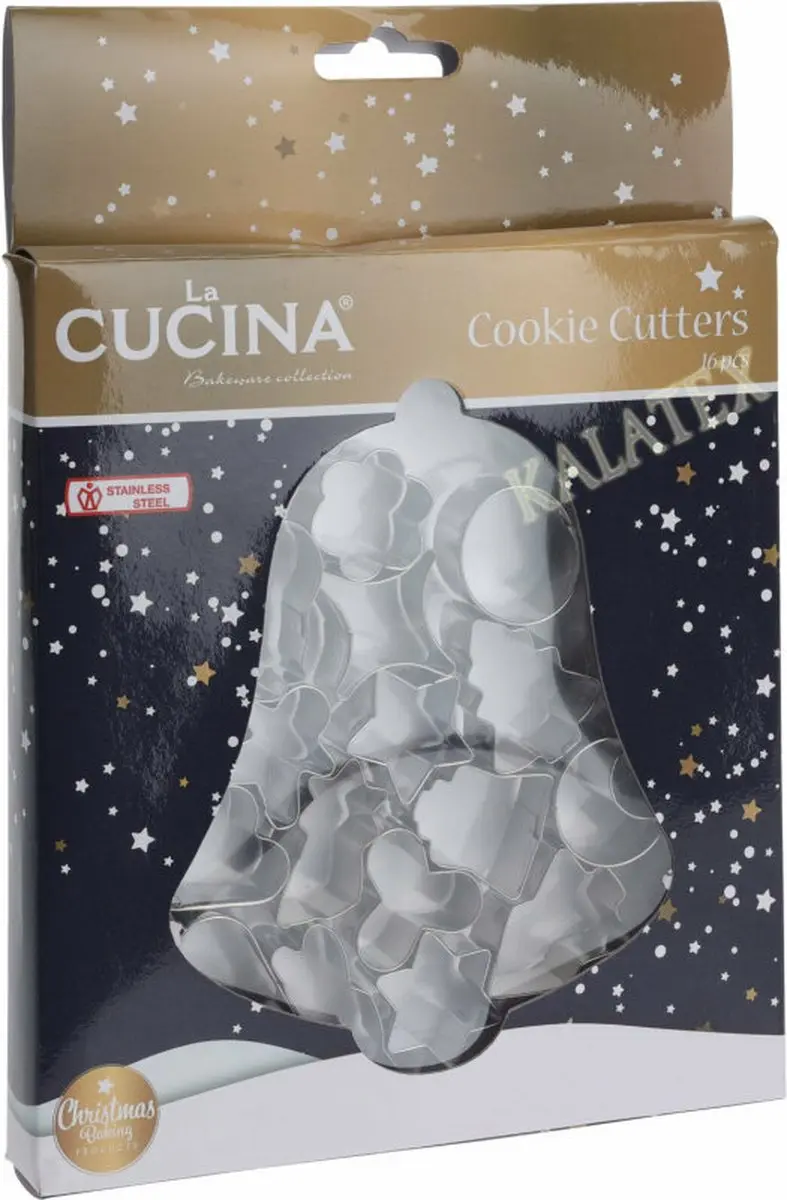 La Cucina 16-delige Kerstkoekjesuitsteekset RVS - Zilver