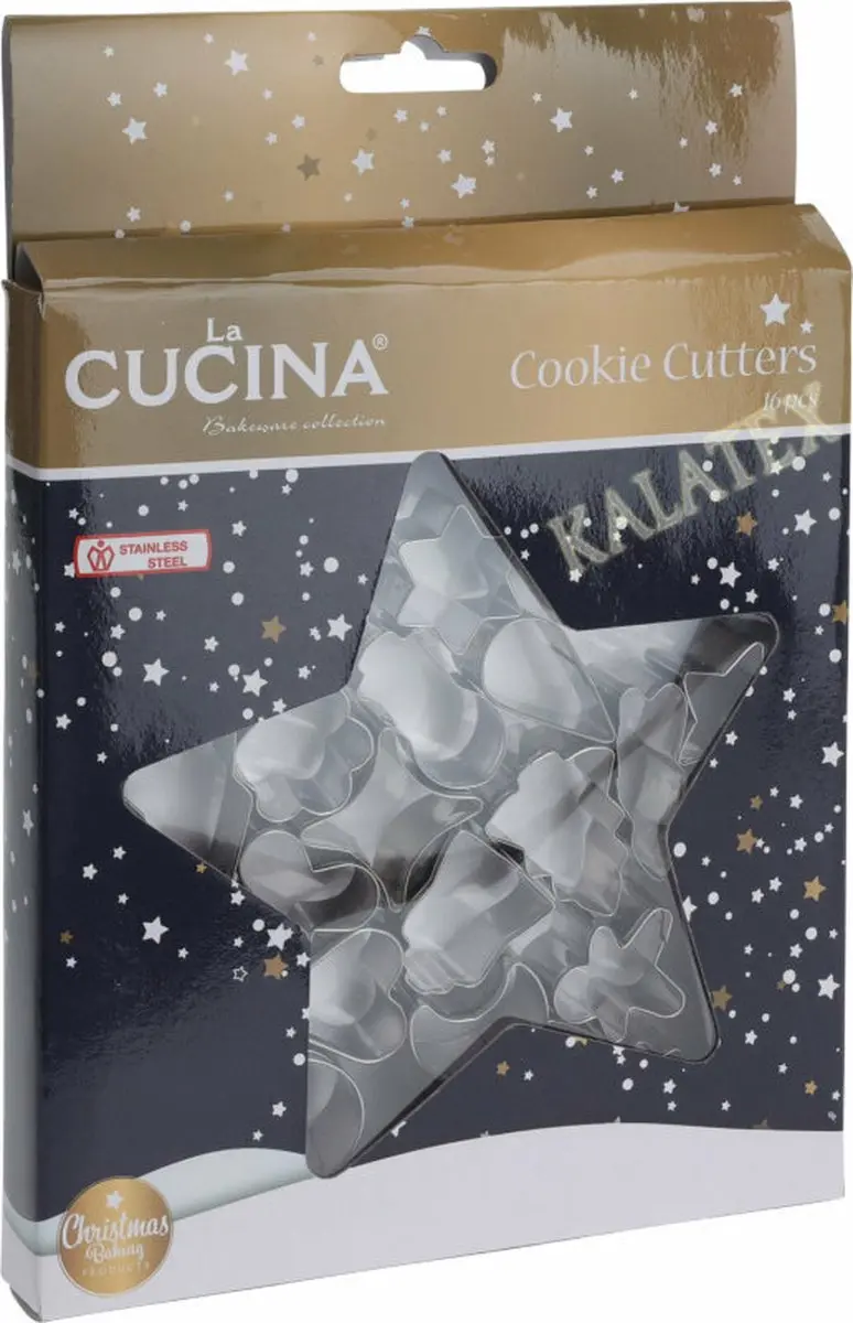 La Cucina 16-delige Kerstkoekjesuitsteekset RVS - Zilver