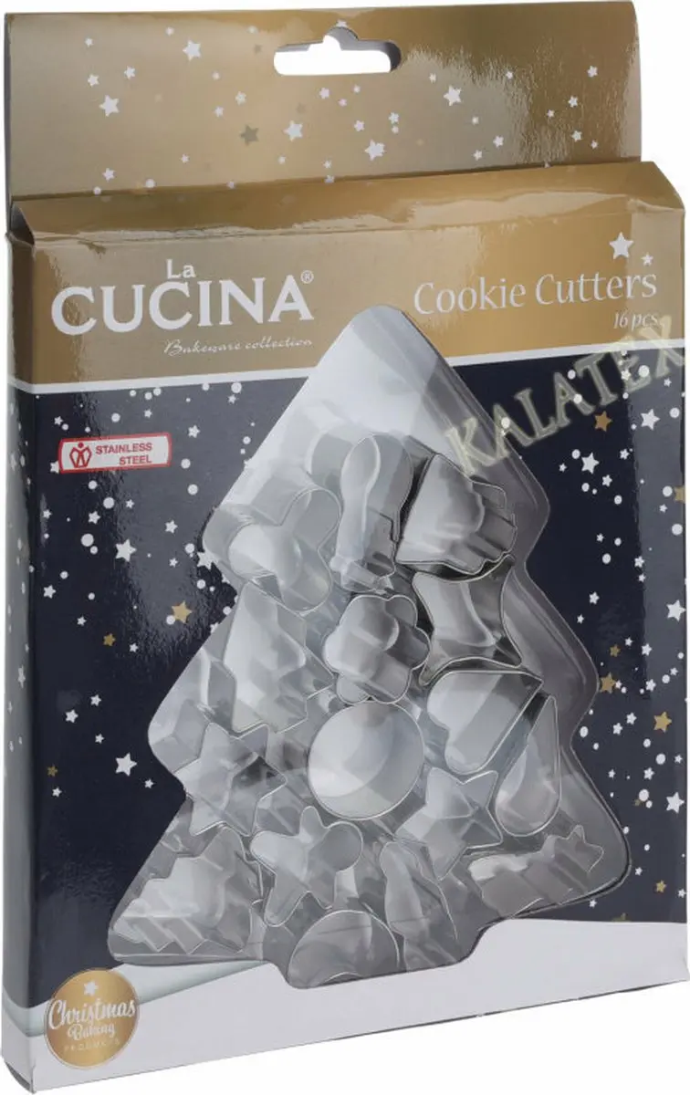 La Cucina 16-delige Kerstkoekjesuitsteekset RVS - Zilver