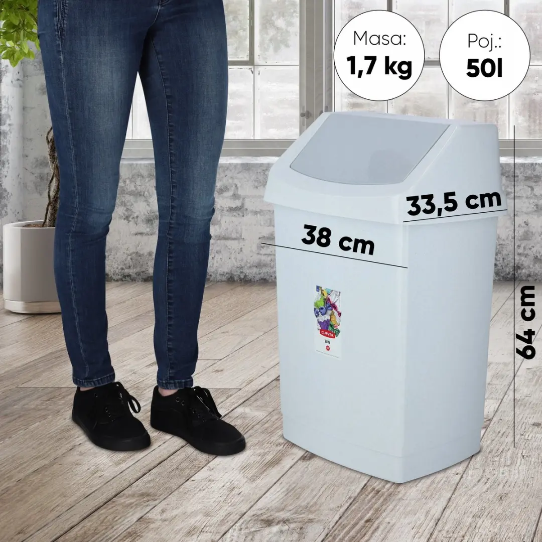 Curver Click-It 50L Afvalbak - Lux grijs/graniet