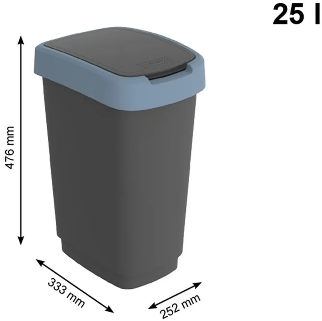 Rotho Twist Afvalbak 25L - Zwart/Blauw - 1754406161WS - afbeelding 6 van 6