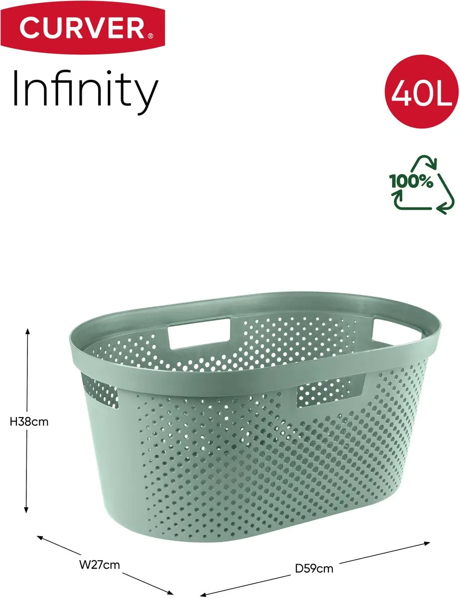 Curver Infinity Recycled Dots Wasmand 40L - Groen