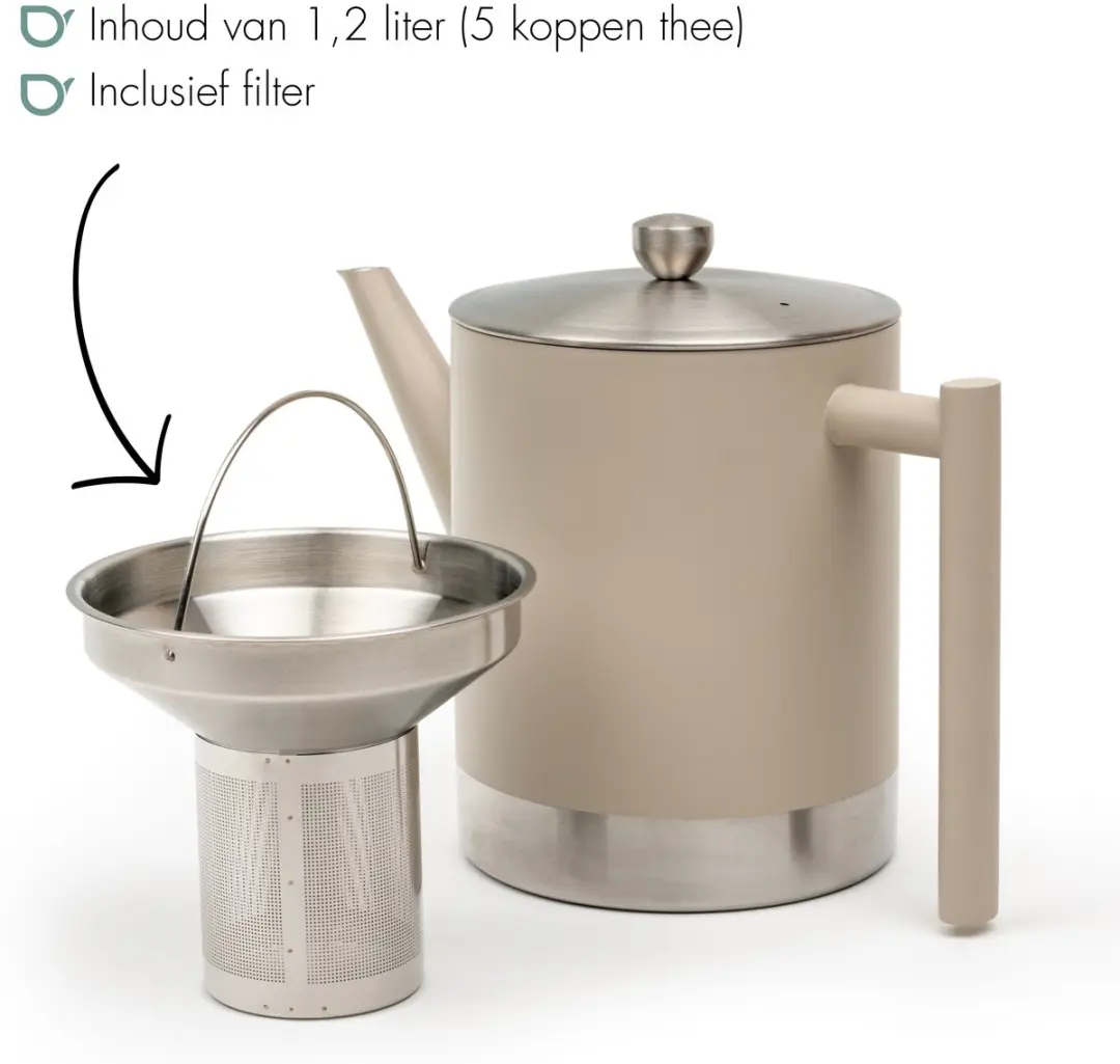 Bredemeijer Minuet Cylindre Theepot 1,2L - Taupe