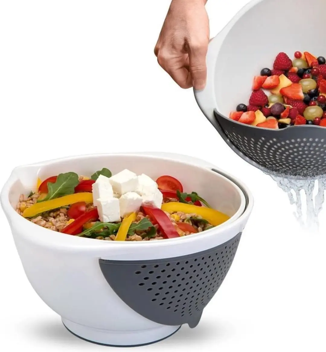 Metaltex Vergiet & Kom 2-in-1 235112 - 3,5L - Wit/Grijs