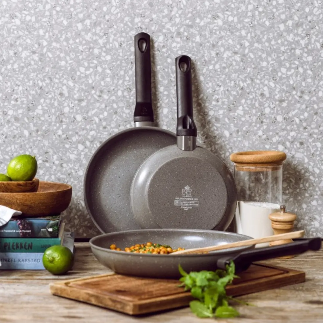 BK Granite Ceramic Pannenset 3-delig - 28/30cm - 4.2L - Grijs