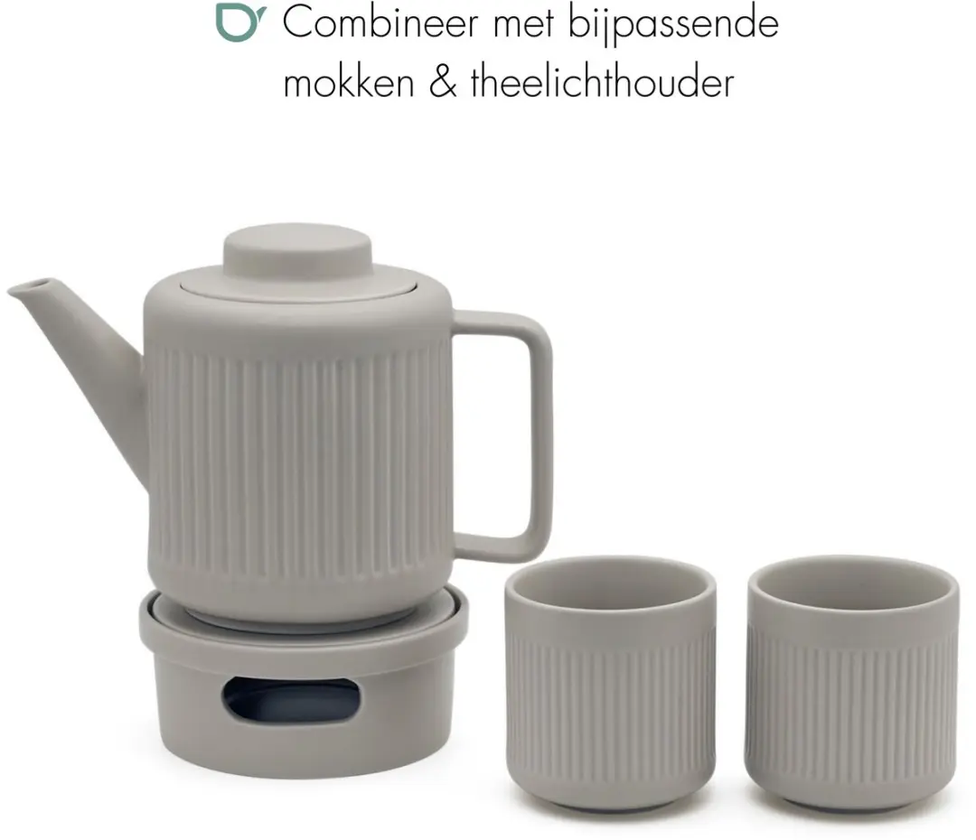 Bredemeijer Theelichthouder Skagen Keramiek - Lichtgrijs