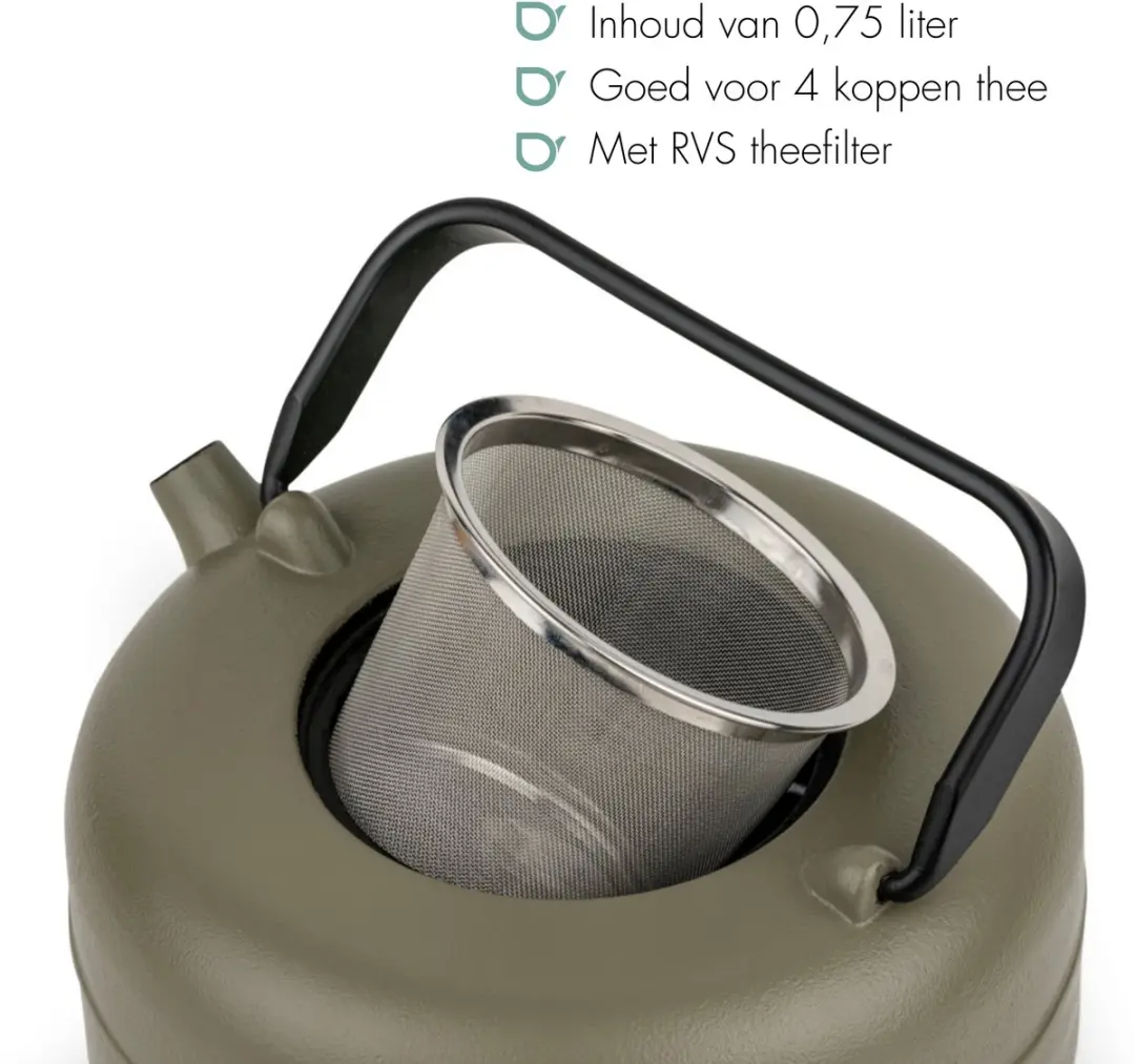 Bredemeijer Theepot Henan Gietijzer 0,75L - Khaki - 3 Kopjes