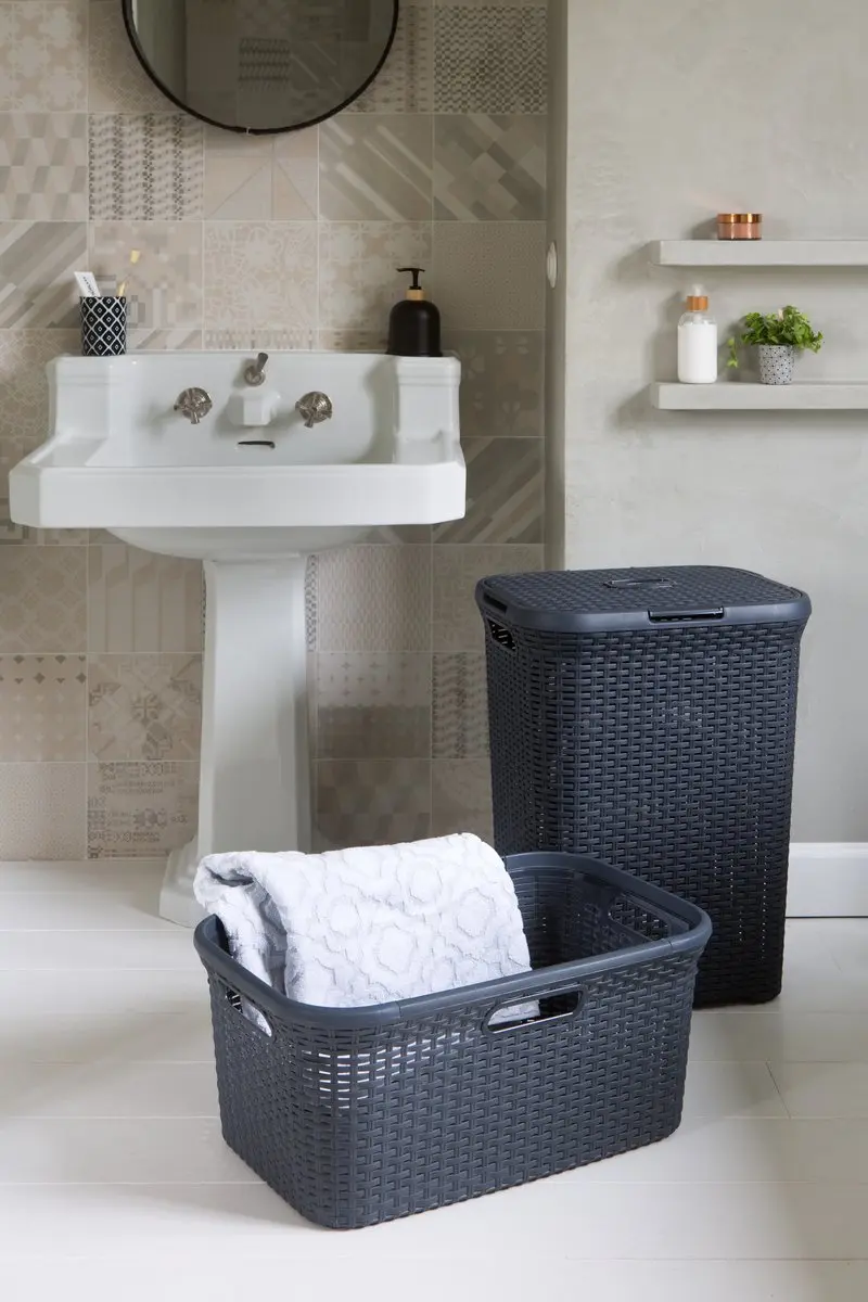 Curver Style Wasmand met Deksel 40L - Antraciet