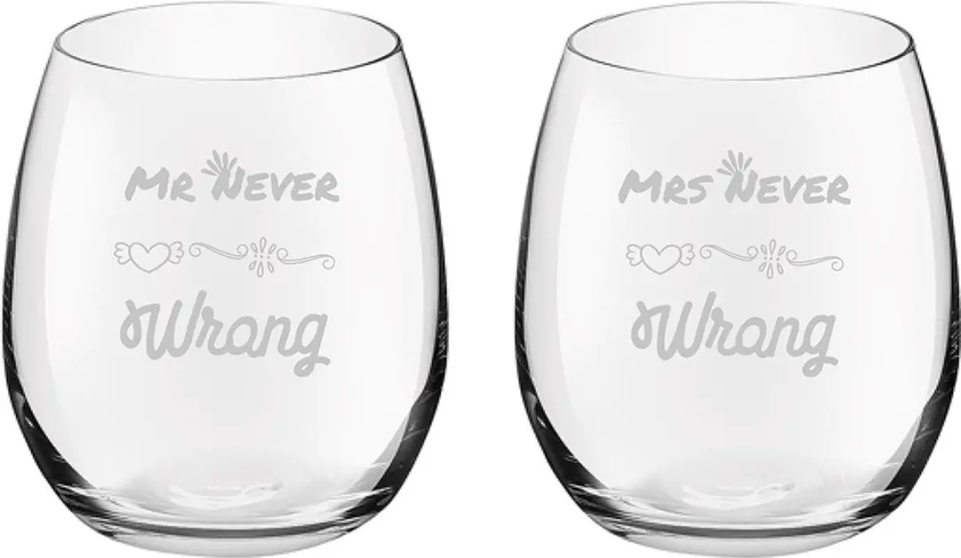 Royal Leerdam Mr. Never Wrong Mrs. Never Wrong Gegraveerde Drinkglazen 39cl