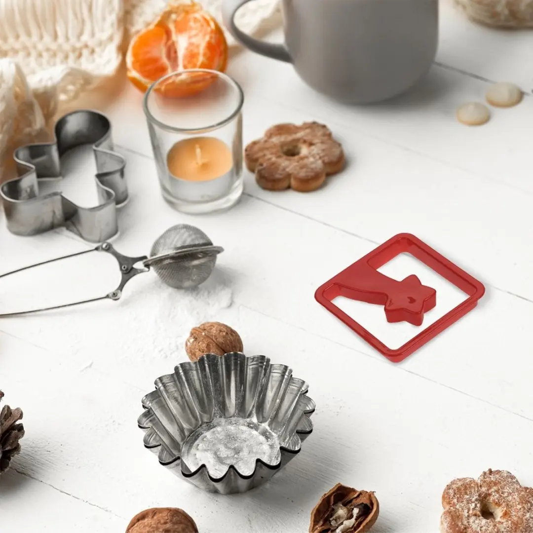 La Cucina Kerstkoekjesvormen Set 12-delig - Diverse vormen - Wit/Rood