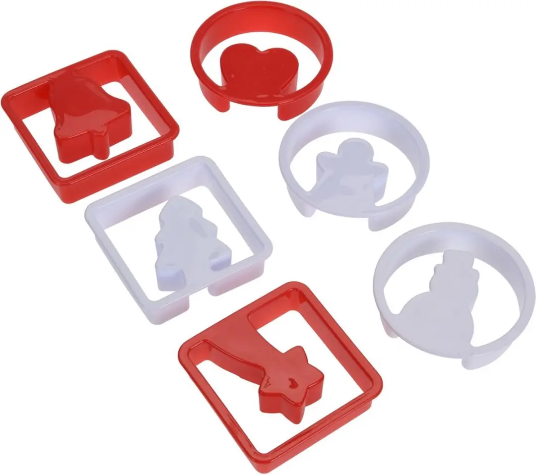 La Cucina Kerstkoekjesvormen Set 12-delig - Diverse vormen - Wit/Rood