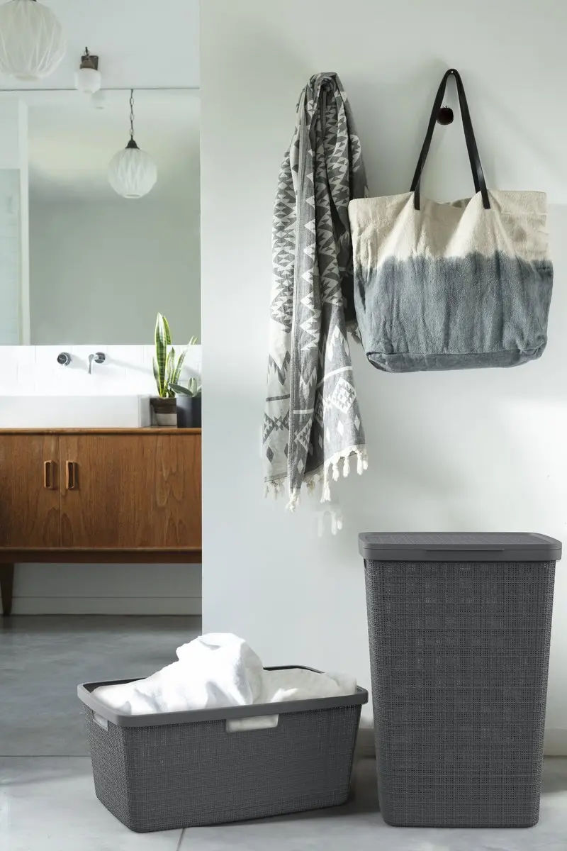Curver Jute Wasmand 46L - 2 Stuks - Donkergrijs