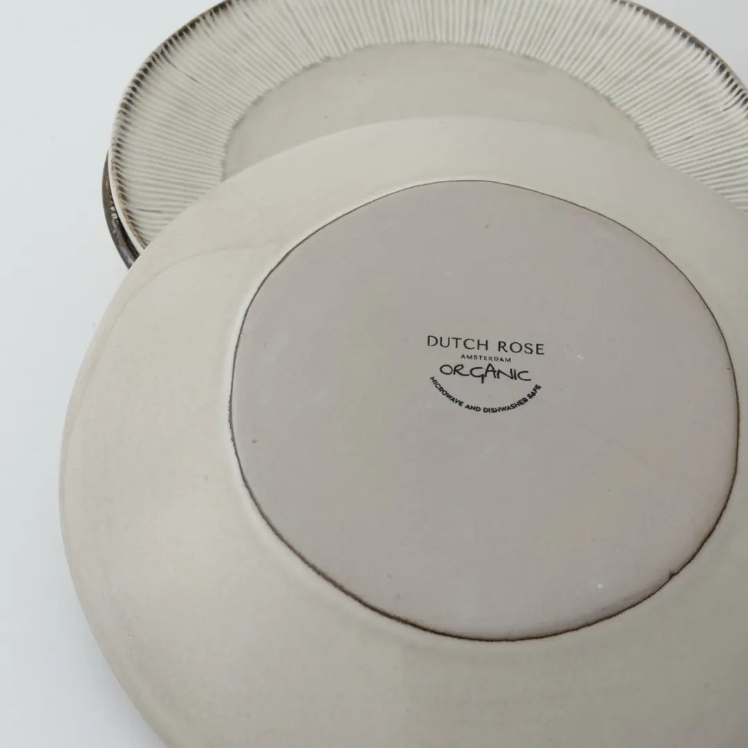 Dutch Rose Organic Borden Set 4 Stuks - Ø21,5cm - Stoneware - Creme