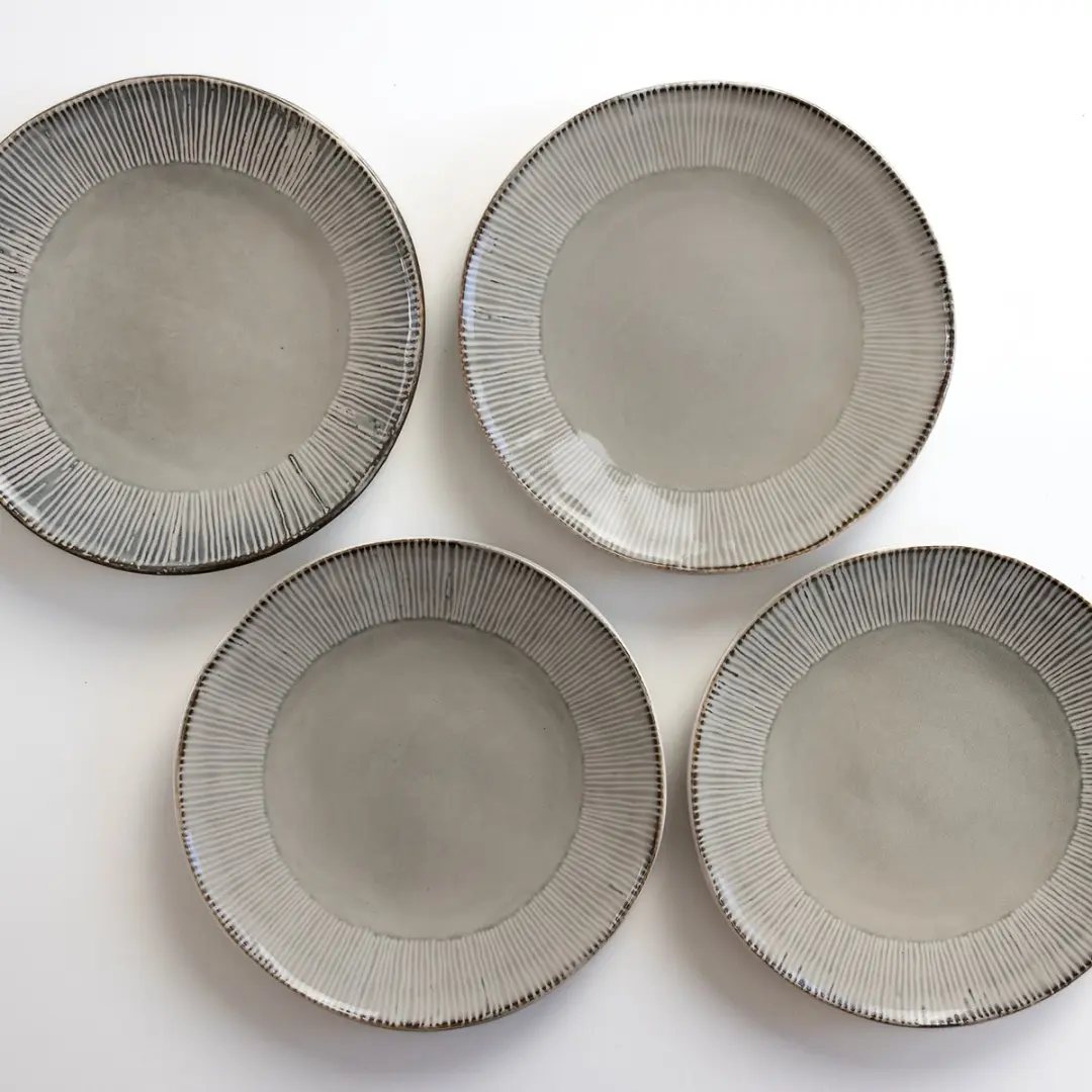 Dutch Rose Organic Borden Set 4 Stuks - Ø21,5cm - Stoneware - Creme