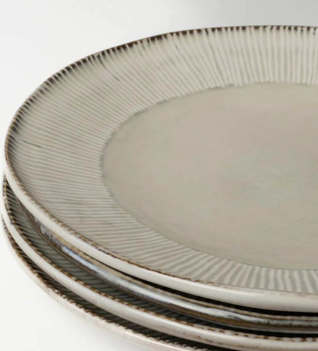 Dutch Rose Organic Borden Set 4 Stuks - Ø21,5cm - Stoneware - Creme
