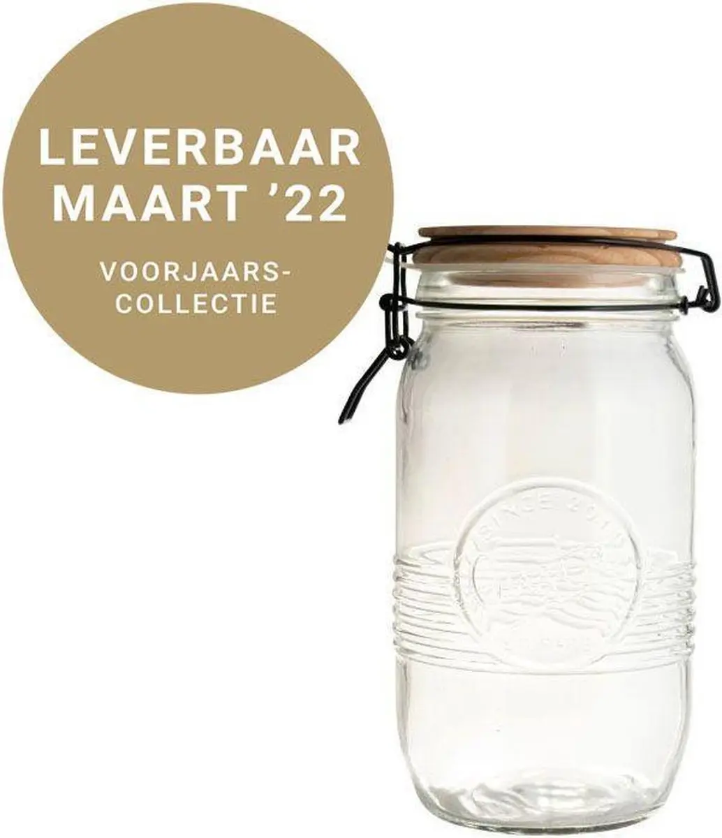 Gusta Voorraadpot Glas 1.5L - Hout