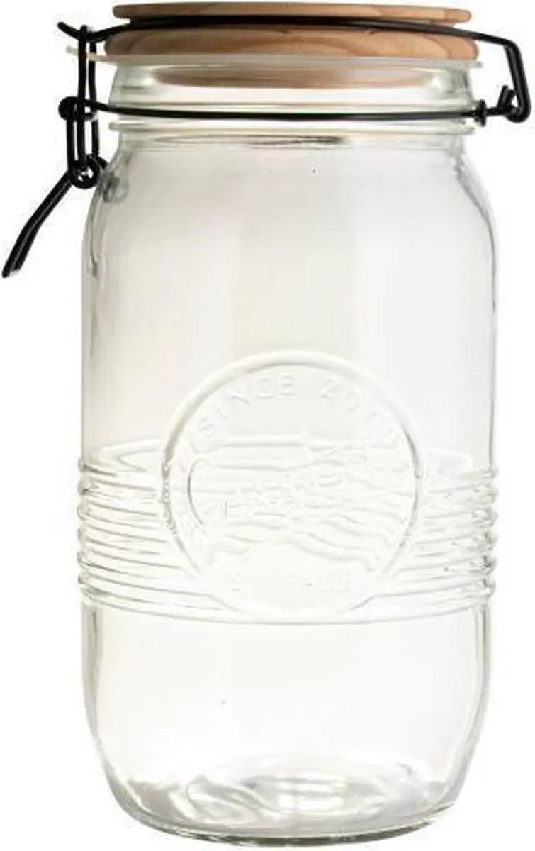 Gusta Voorraadpot Glas 1.5L - Hout