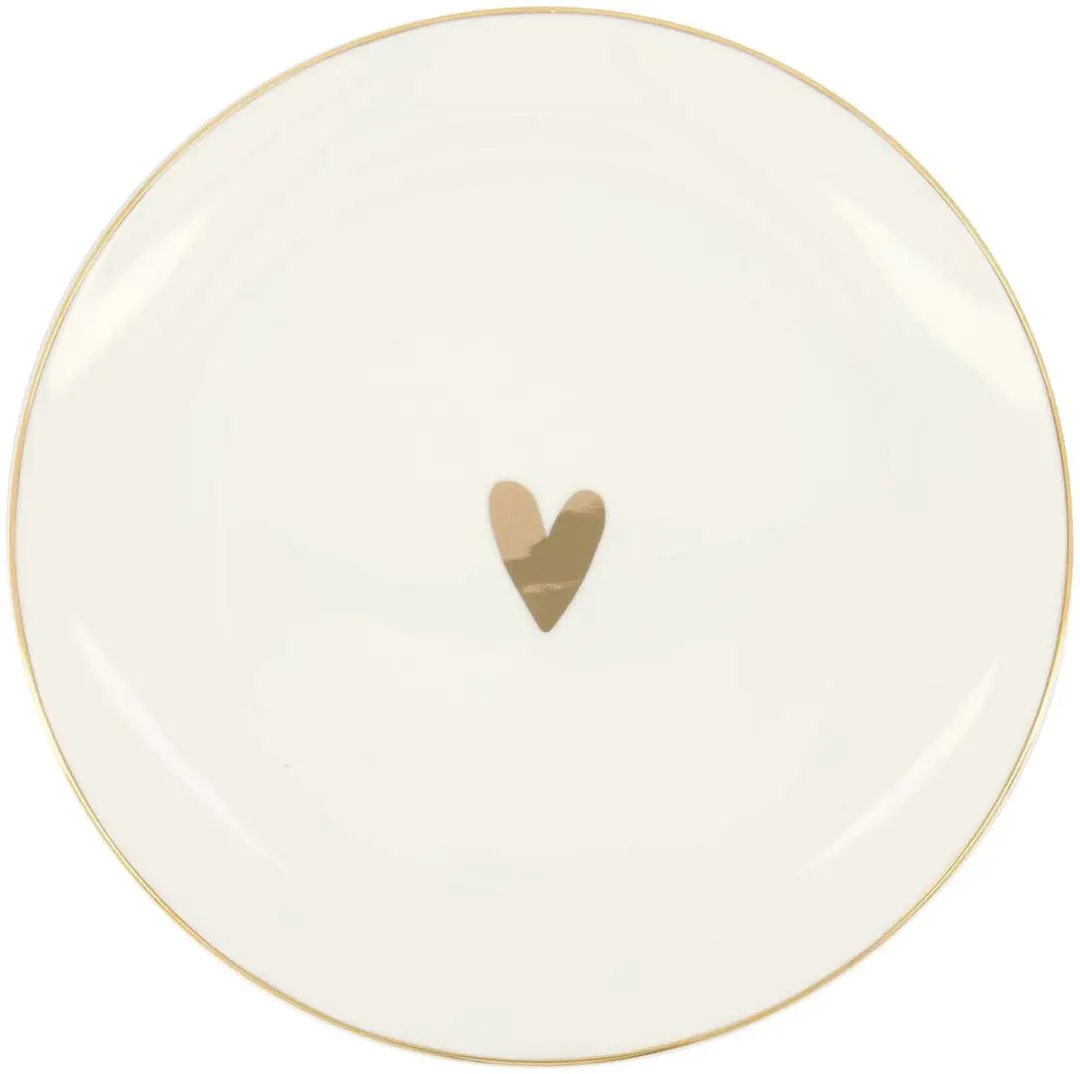 Zusss Breakfast Plate Heart - Wit/Goud Keramiek