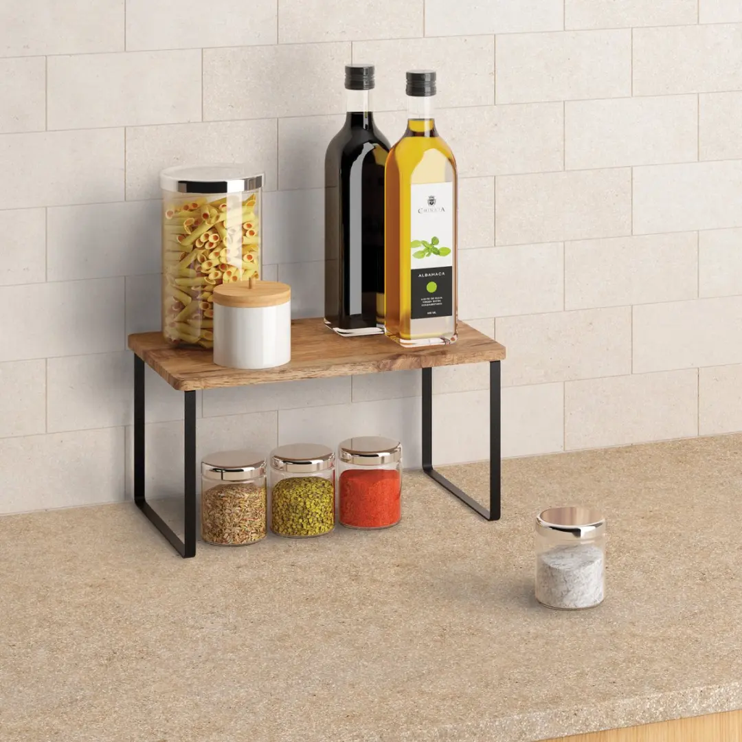 Metaltex York Lava Kruidenrek - 19x32x16cm - Zwart/Hout