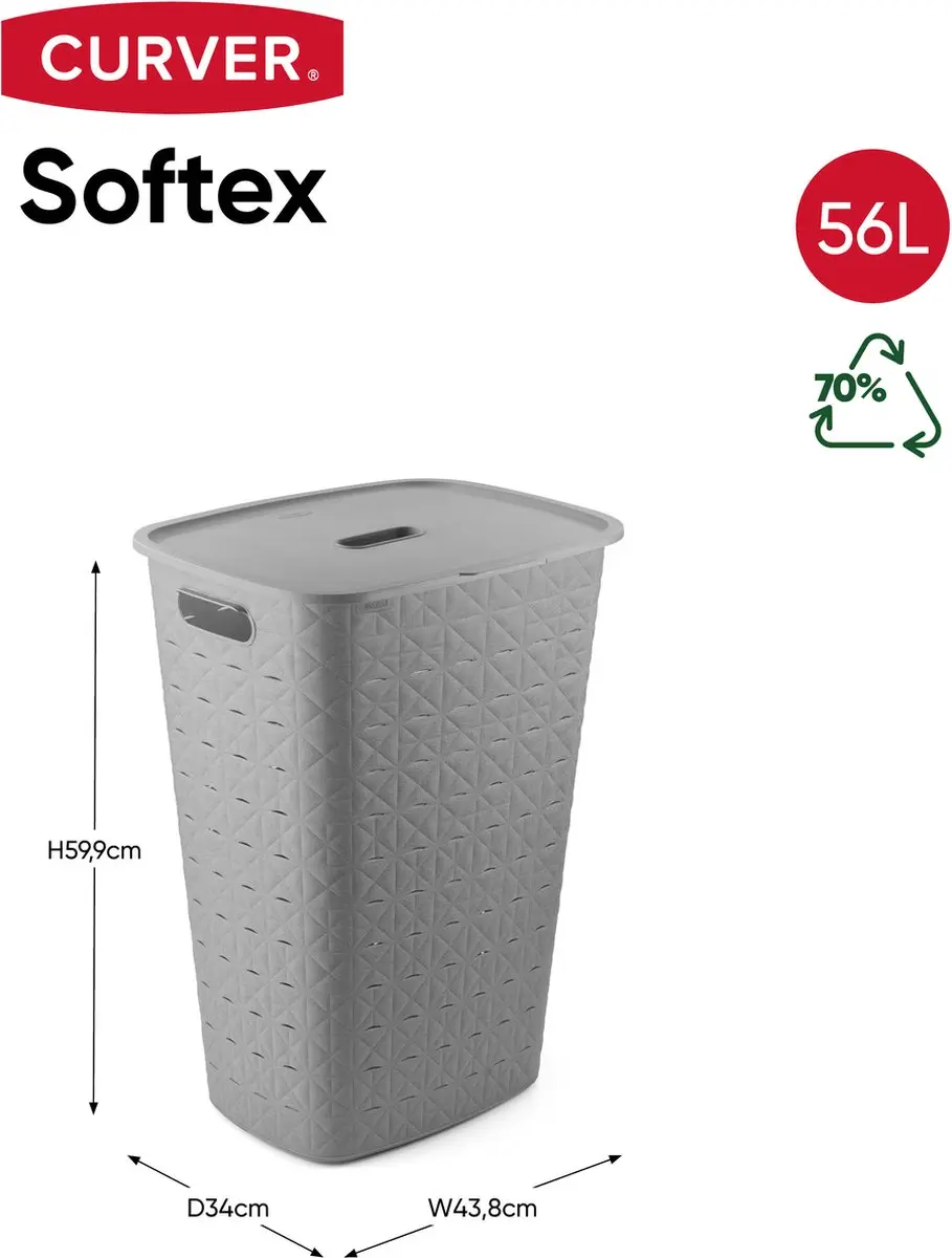 Curver Softex Wasbox 56L - 2 Vakken - Taupe