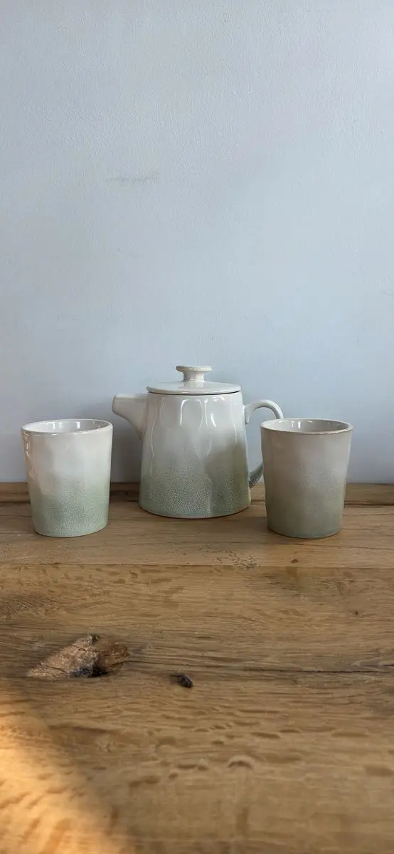 Home Society Theeset Keramiek - 2 Mokken - Wit/Celadon