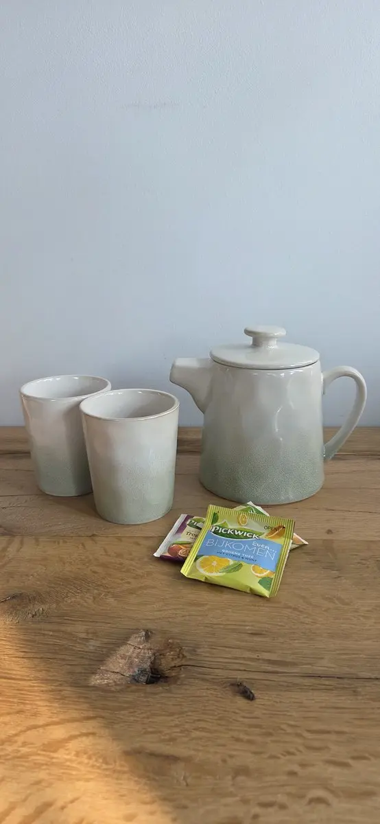 Home Society Theeset Keramiek - 2 Mokken - Wit/Celadon