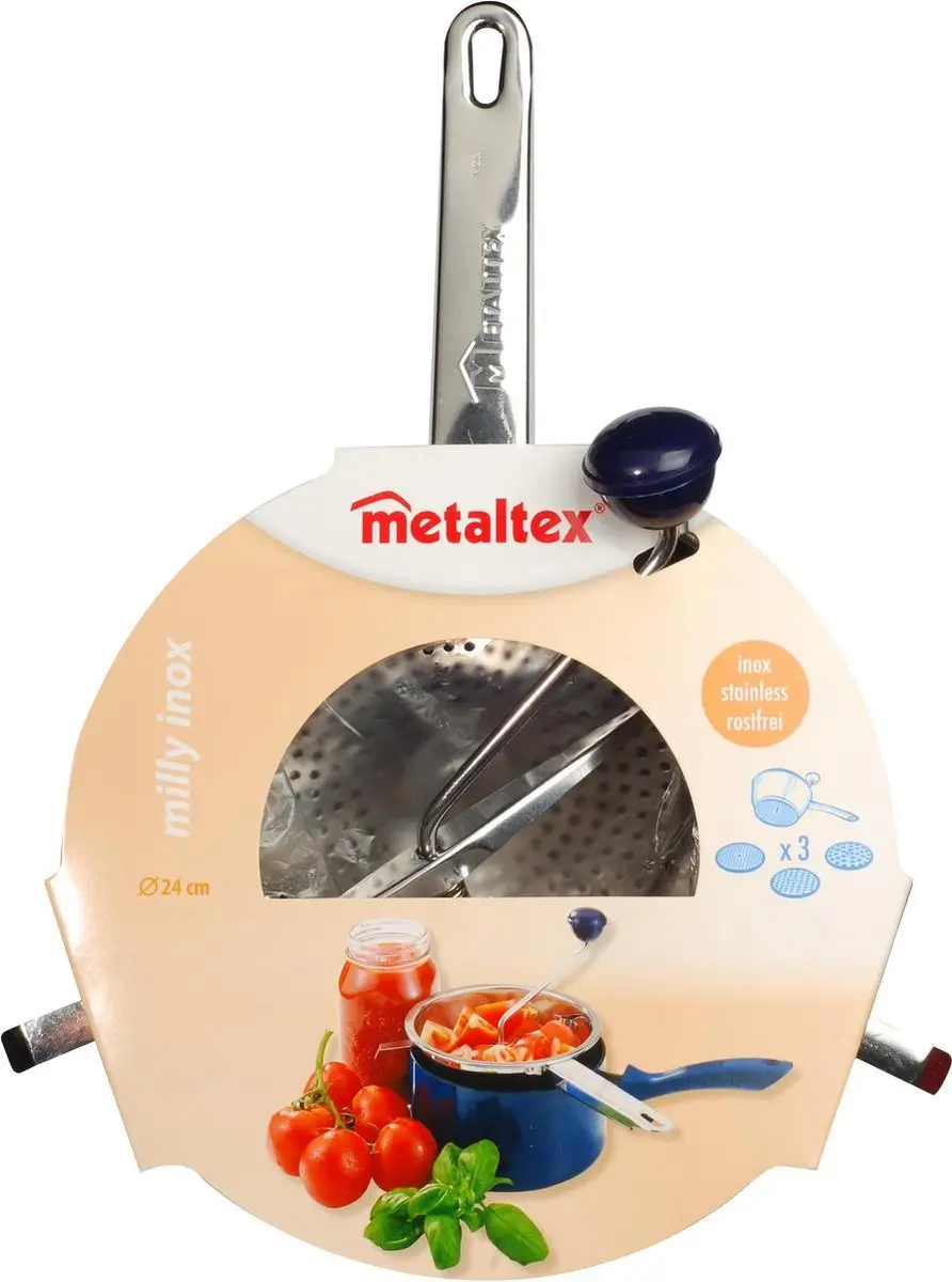 Metaltex Passeerzeef 24cm - 3 Roosters RVS
