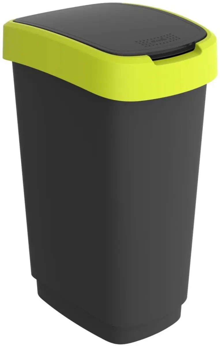 Rotho Twist Prullenbak 50L - Zwart/Limoengroen