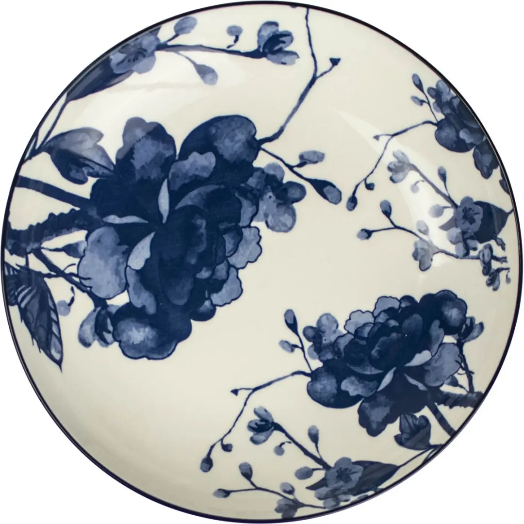 Gusta Schaal Peony Out of the Blue - ø21,5cm - Blauw/wit