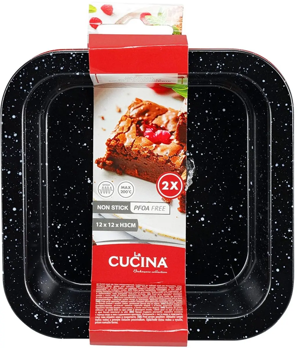 La Cucina Graniet Bakvorm 12x12cm - 2 Stuks