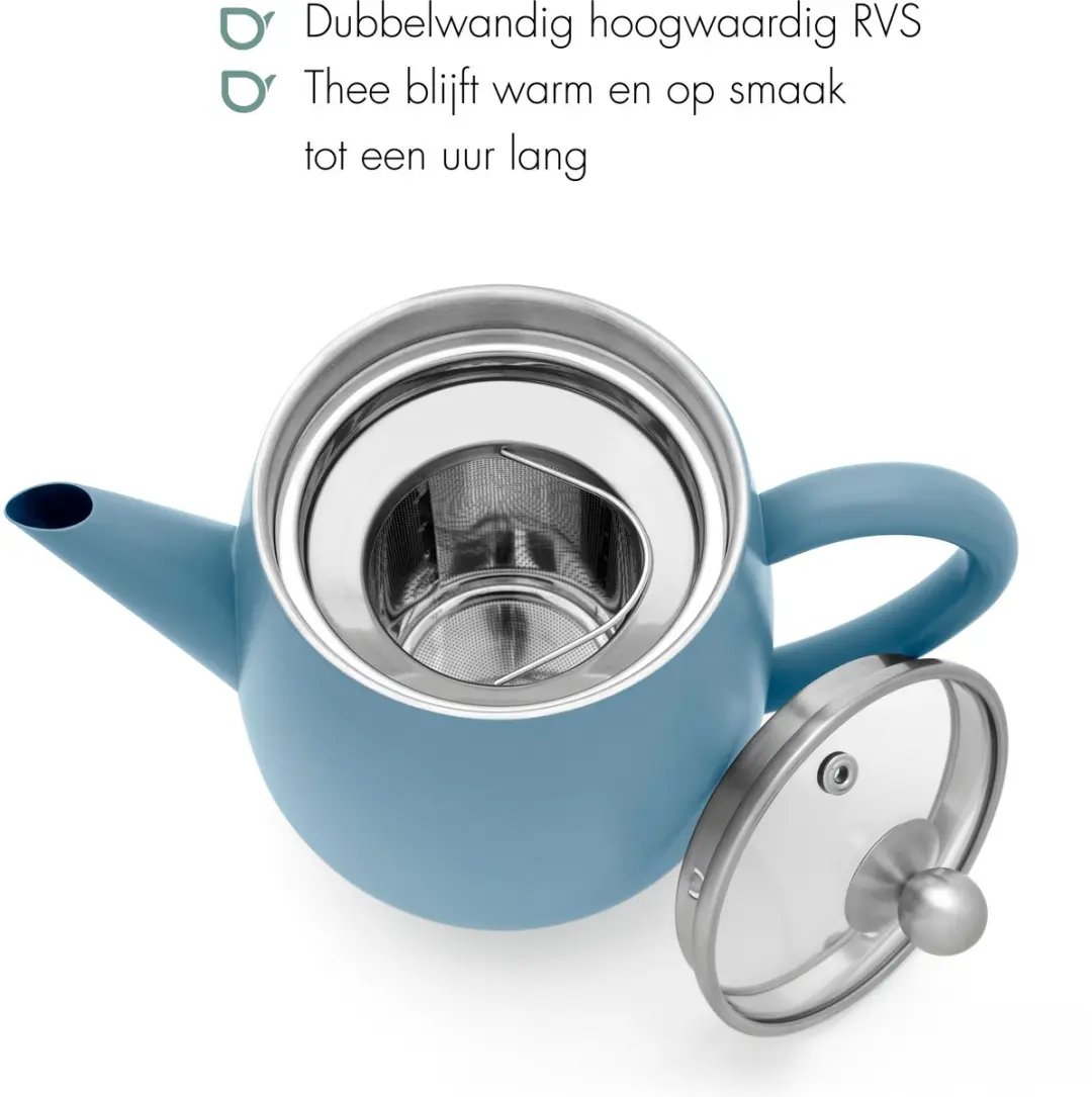 Bredemeijer Theepot Eva Dubbelwandig 1,1L - IJsblauw