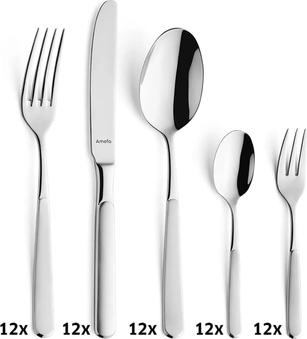 Amefa Satina Bestekset 60-delig - 6 Personen - Zilver
