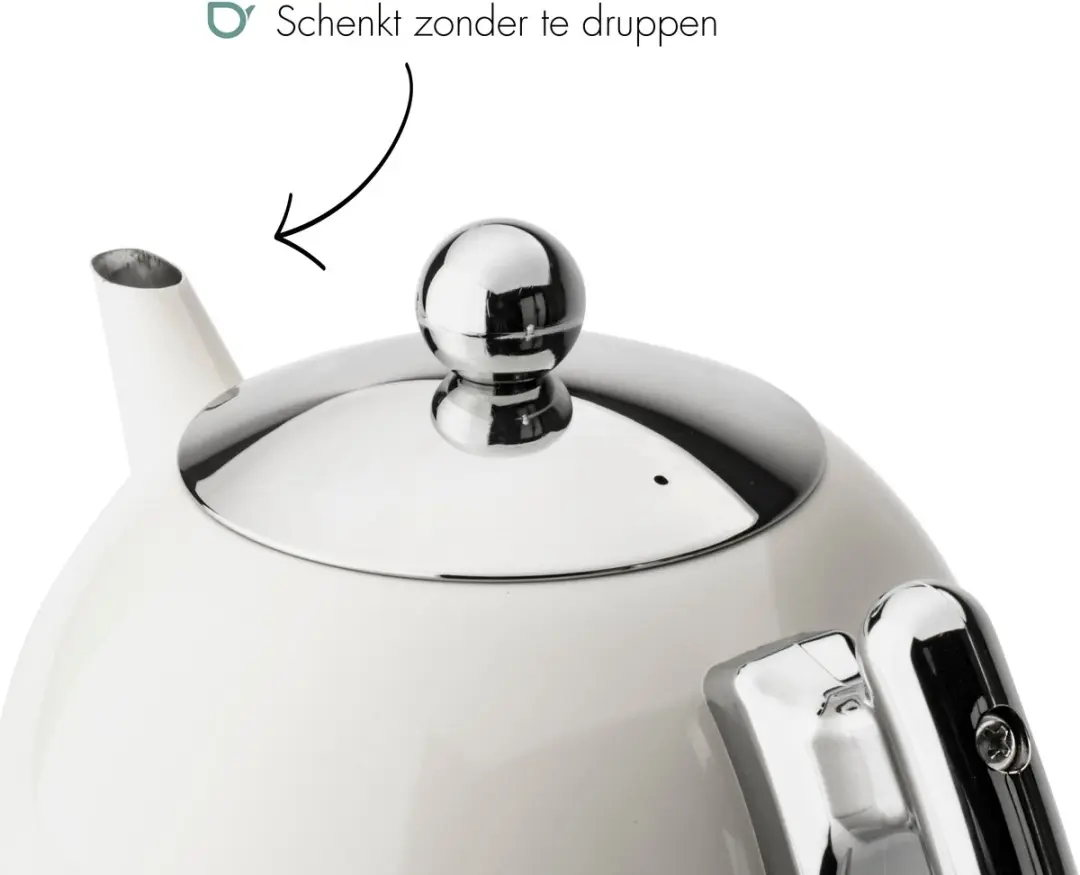 Bredemeijer Theepot Bella Ronde Dubbelwandig 1,2L - RVS - Warm wit