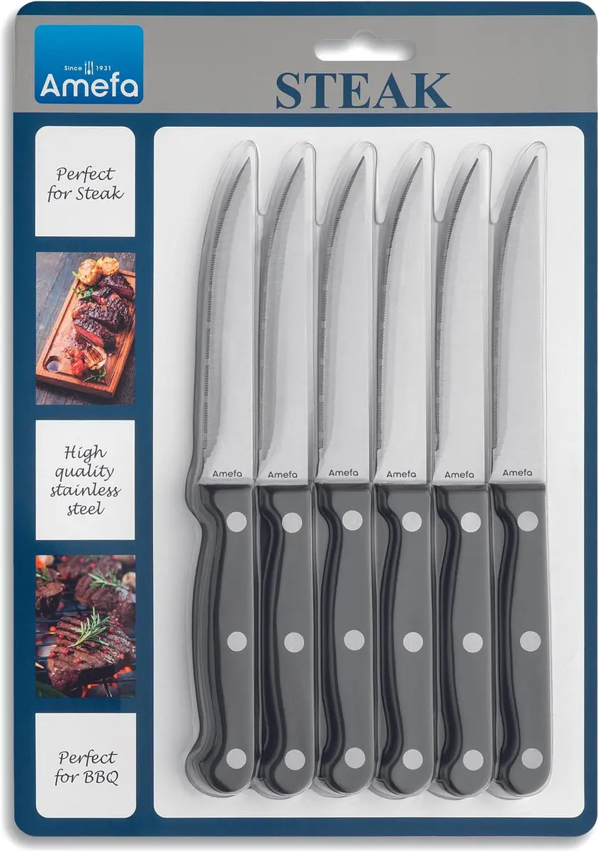 Amefa Steakmessenset 6-delig - Zwart