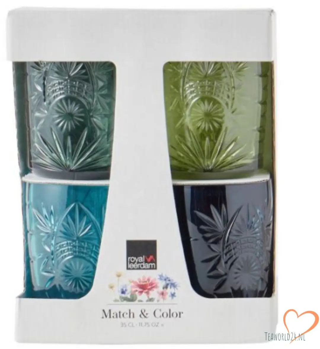 Royal Leerdam Starla Match & Color Waterglazen 35cl - Blauw/Groen - 6 Stuks