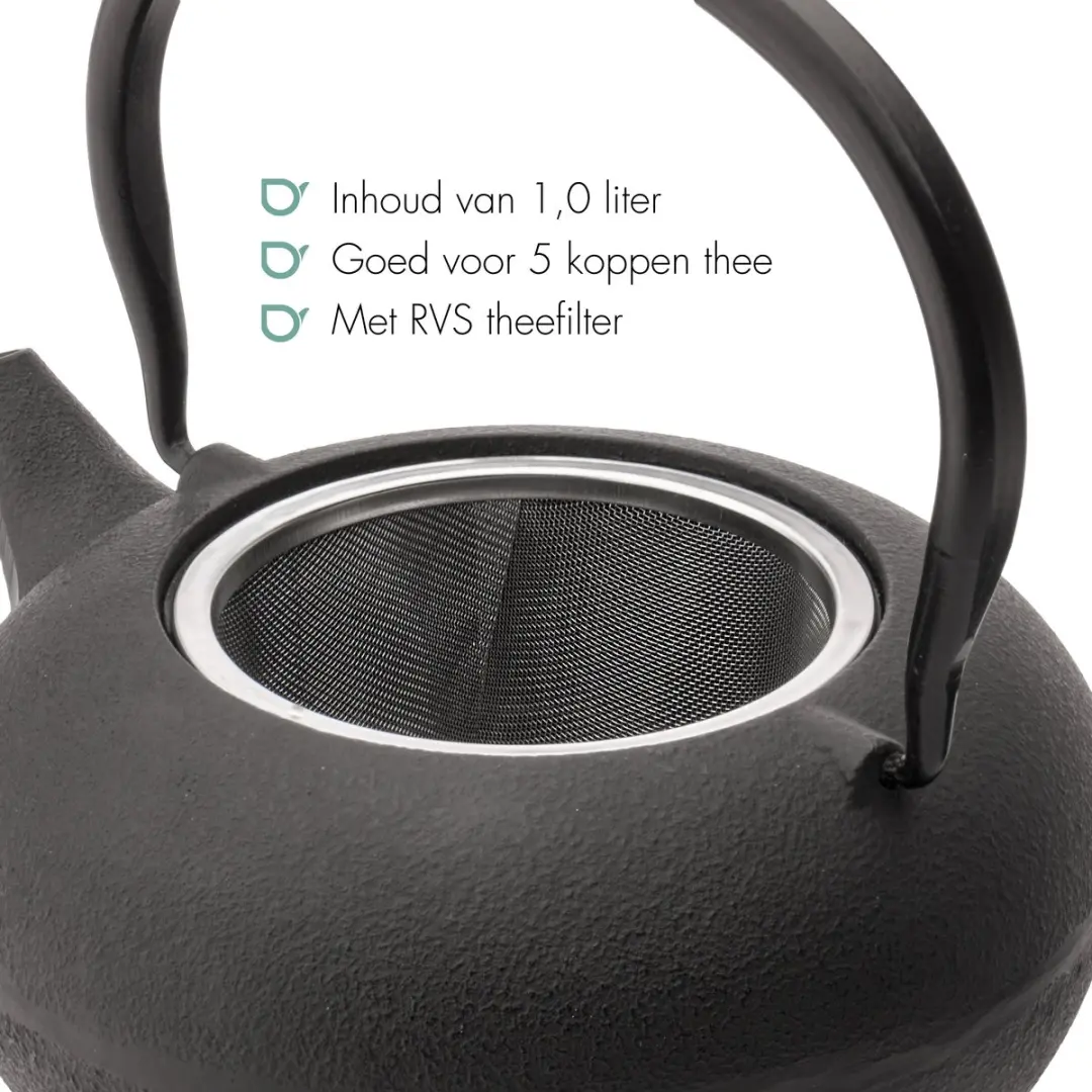 Bredemeijer Shanxi Giftset - Theepot 1L + 2 Porseleinen Mokken - Zwart - afbeelding 6 van 6