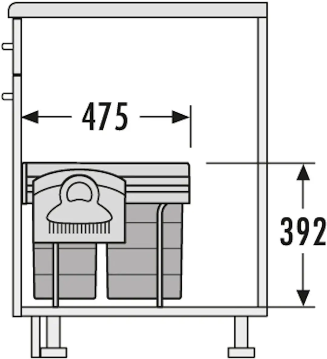 Hailo Tandem-RB AE364122 Inbouw Prullenbak 40L - Grijs