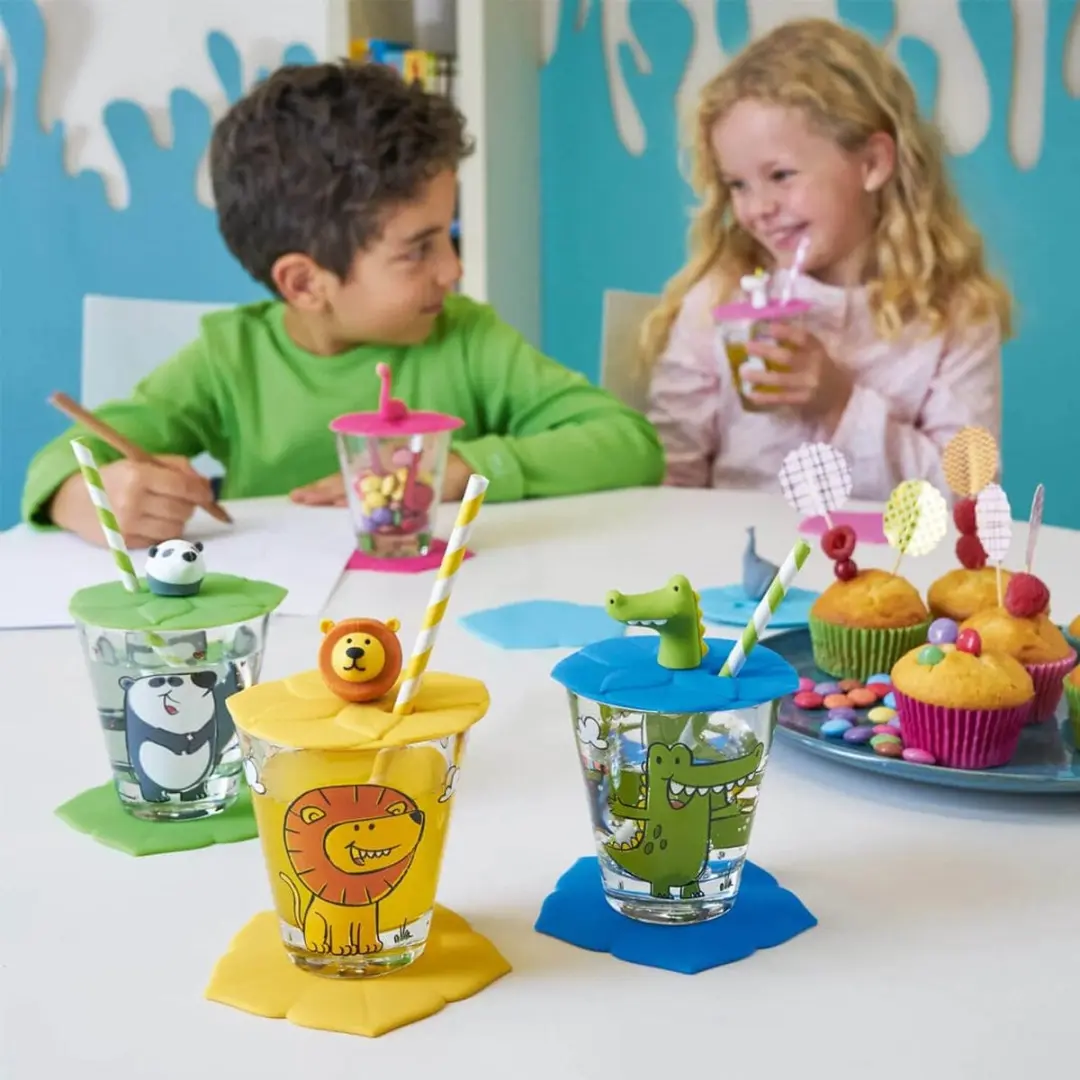 Leonardo BAMBINI Drinkglas Deksel Leeuw - Geel 9cm