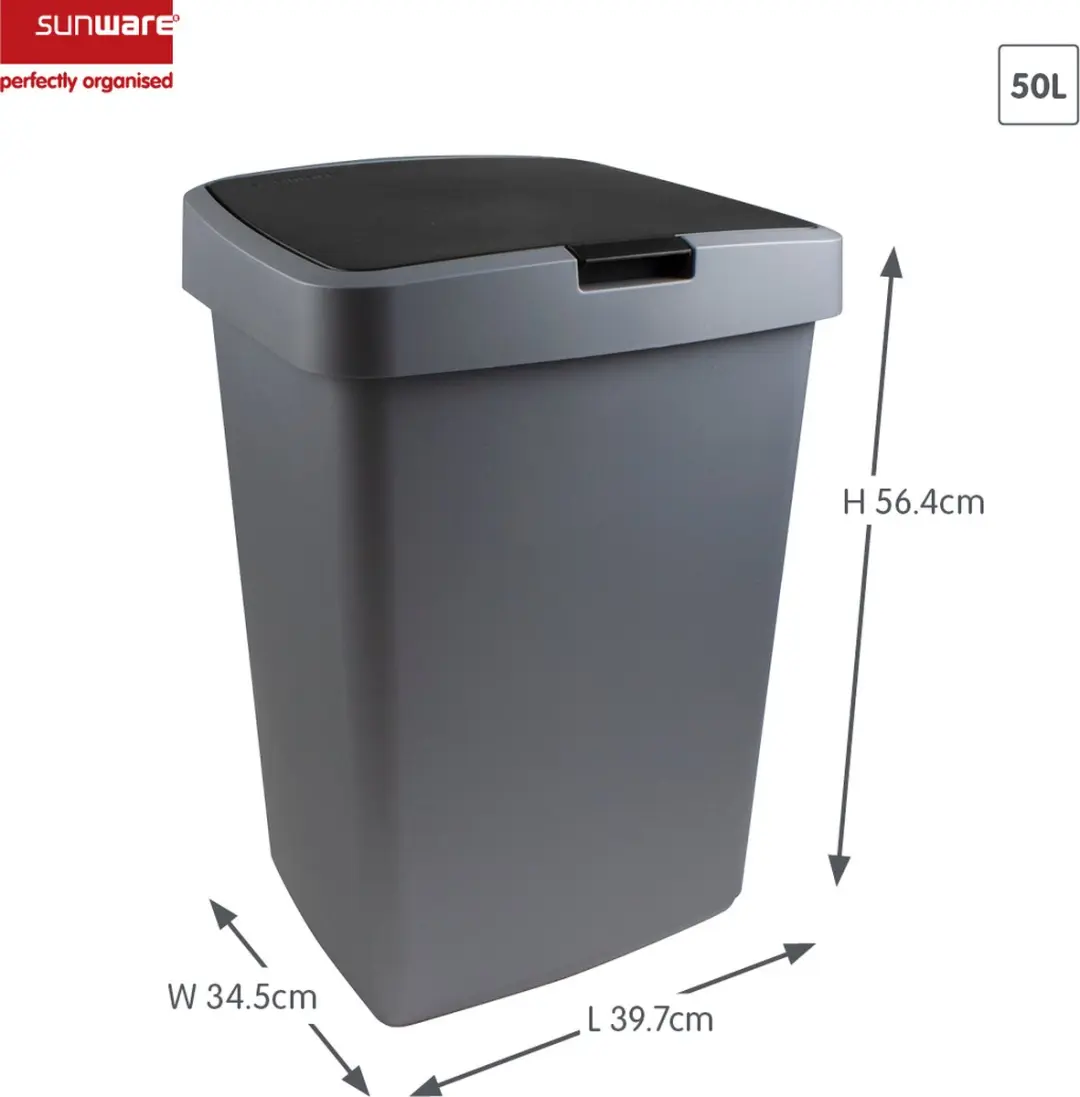 Sunware Delta Prullenbak 50L - 39,7x34,5x56,4cm Grijs/Zwart