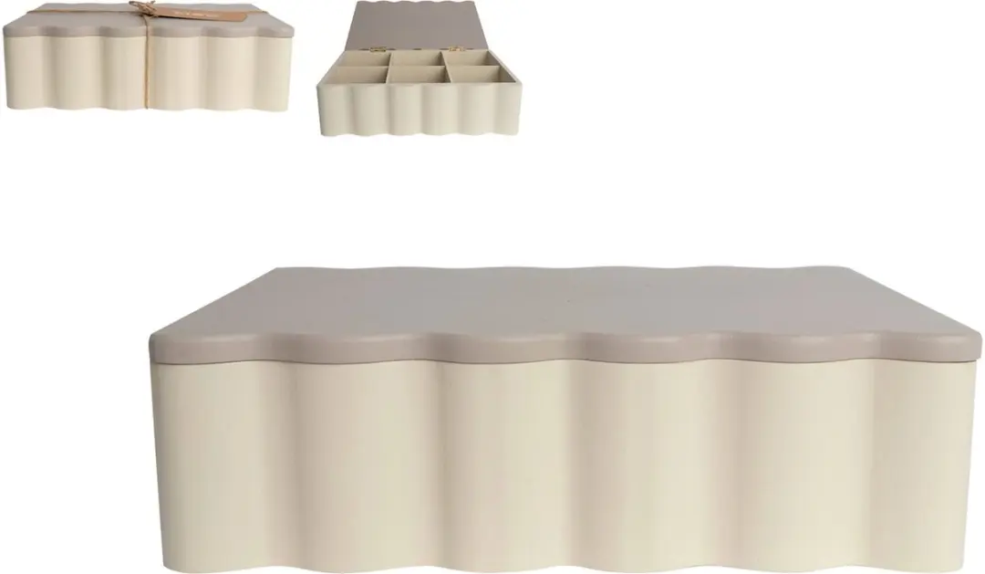 Gusta Theedoos 6-vaks - 24x17x7cm - Beige