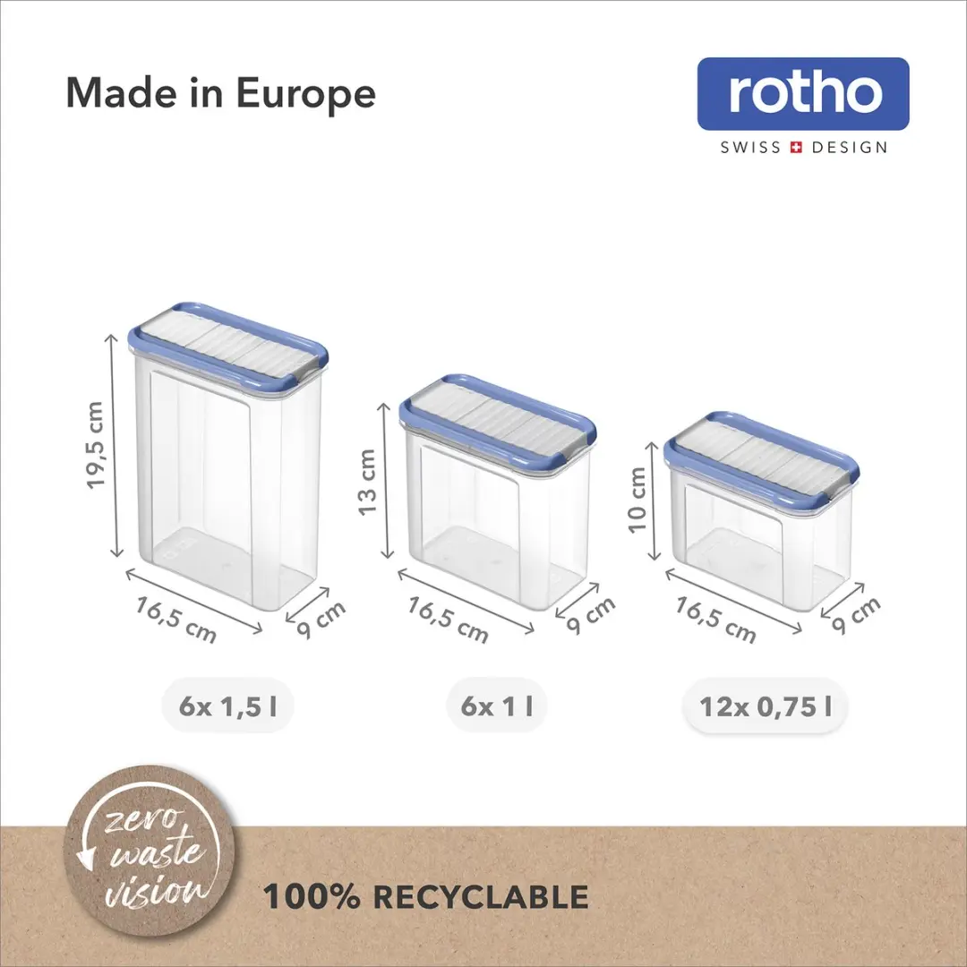 Rotho DOMINO Set 24-delig - 1L - Blauw