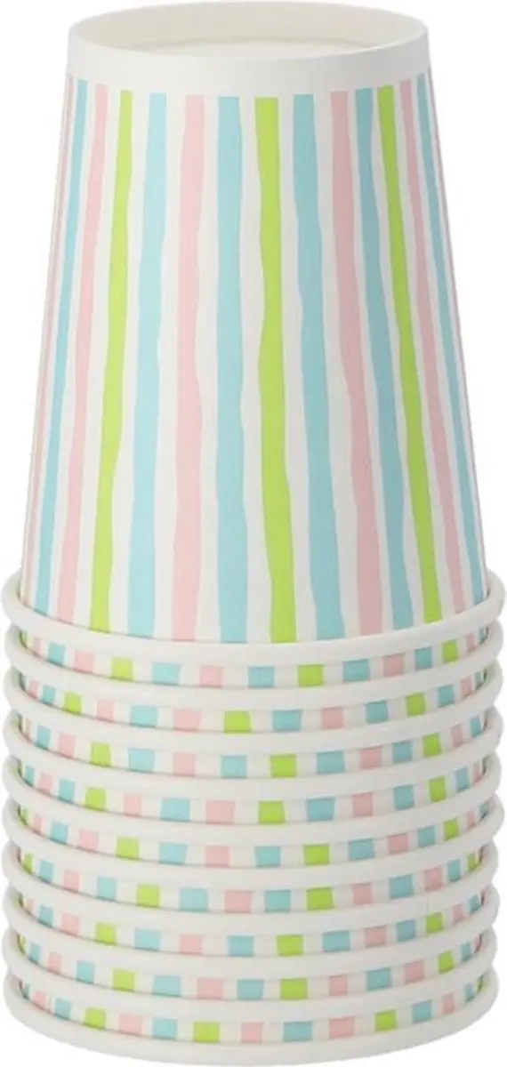 Duni Papieren Bekers Stripes 24cl - 10 Stuks