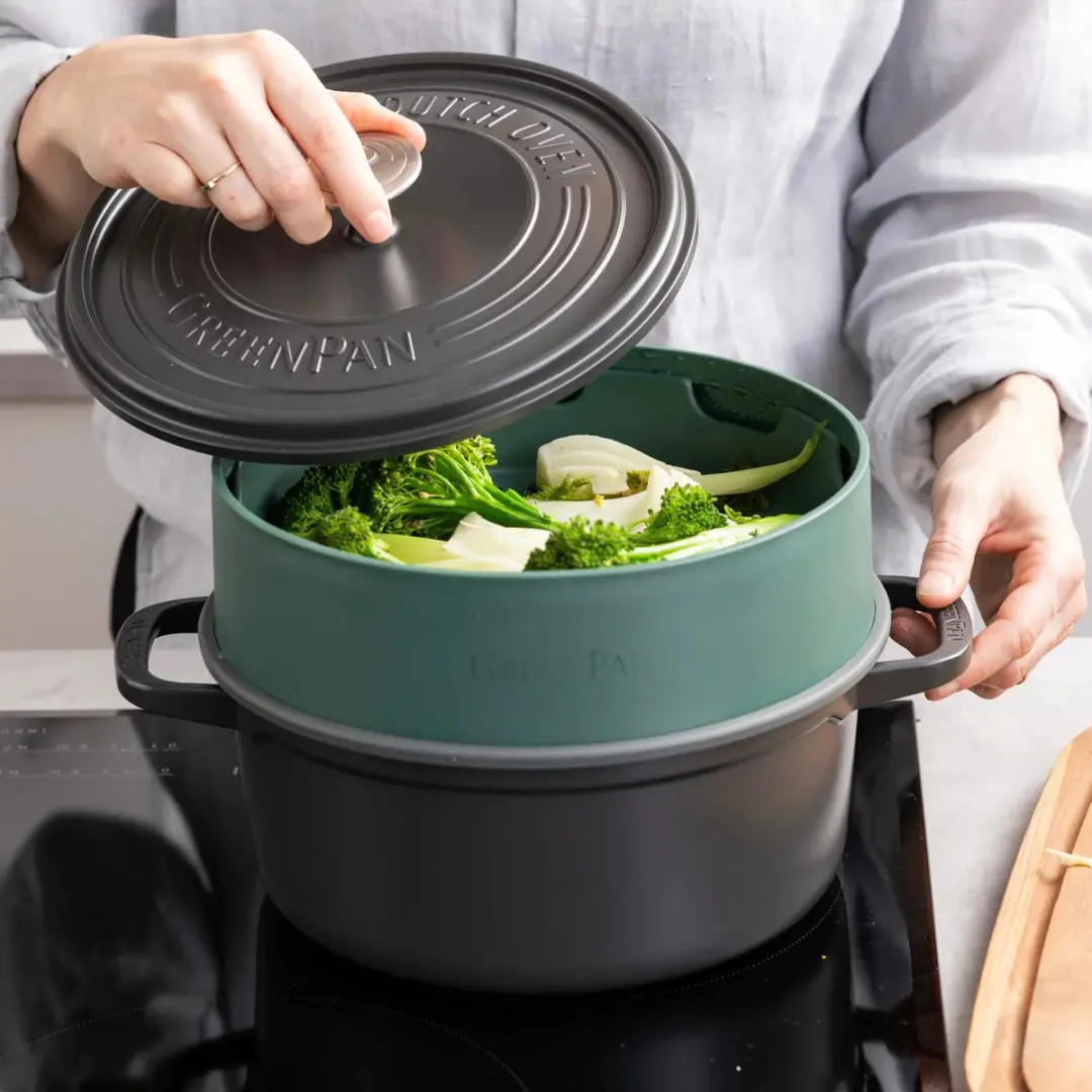 GreenPan Steamy Stoommandje 24cm - Groen