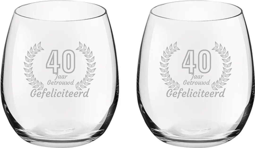 Royal Leerdam Drinkglazen Gefeliciteerd 40 jaar getrouwd