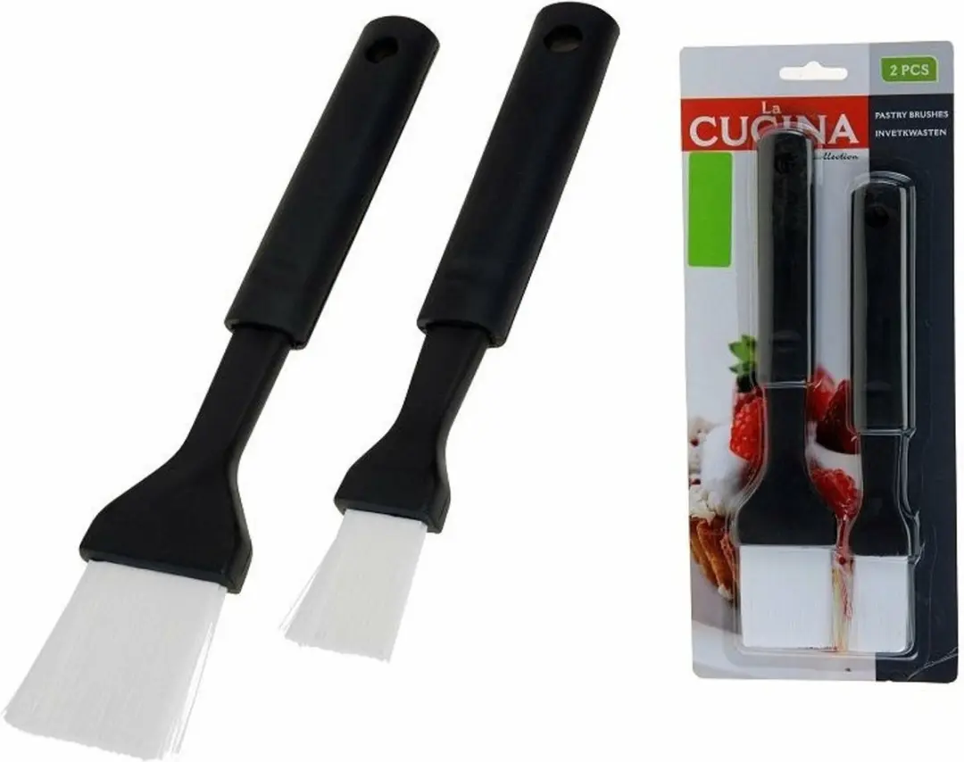 La Cucina Bak- en Barbecue Invetkwasten Set - 2 Stuks - Zwart
